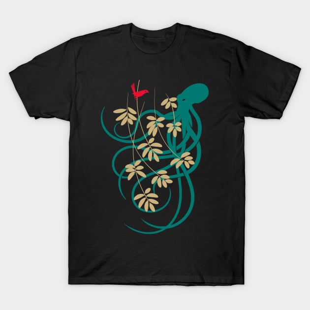 Octopus and Bird T-Shirt by asitha